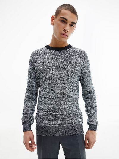 Calvin Klein Ruhák HU467244 | Calvin Klein Organic Cotton Silk Textured Férfi Pulóver Fekete